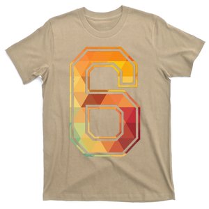 6 Lucky Number Sports Team Low Poly Year Age 6th Birthday T-Shirt