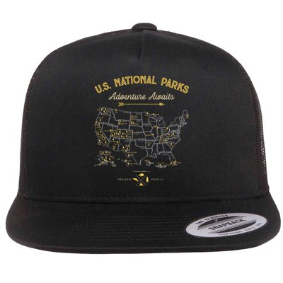 63 National Parks Map Us Park Retro Vintage Camping Hiking Flatbill Hat