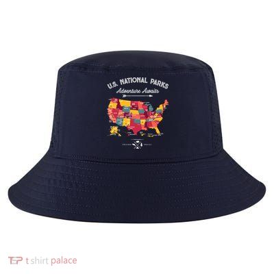63 National Parks Map Us Park Retro Vintage Camping Hiking Cool Comfort Performance Bucket Hat
