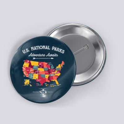 63 National Parks Map Us Park Retro Vintage Camping Hiking Button