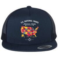 63 National Parks Map Us Park Retro Vintage Camping Hiking Flatbill Hat