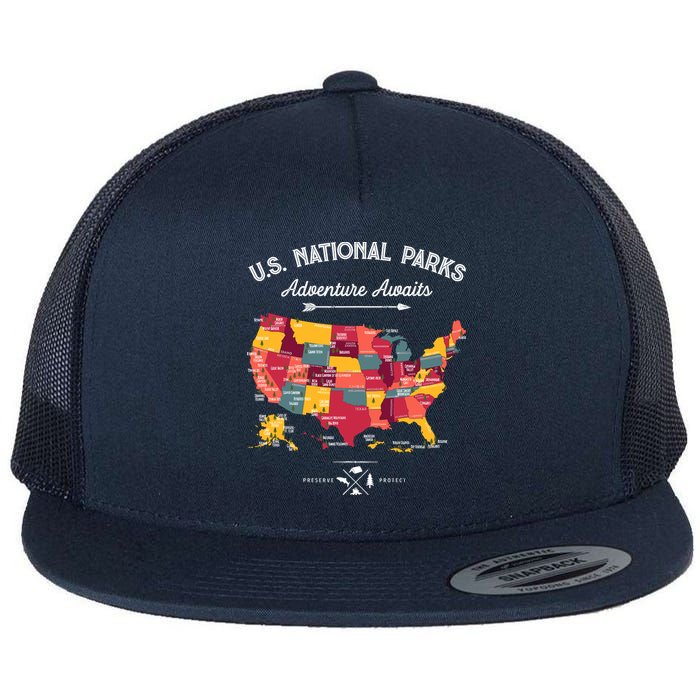 63 National Parks Map Us Park Retro Vintage Camping Hiking Flatbill Hat