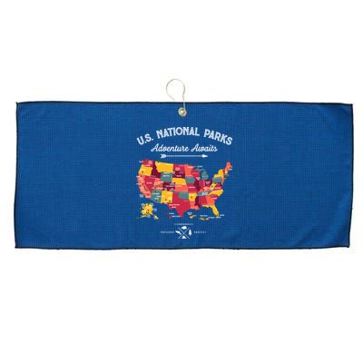 63 National Parks Map Us Park Retro Vintage Camping Hiking Large Microfiber Waffle Golf Towel