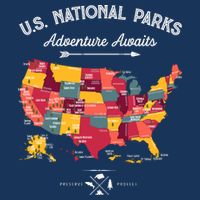 63 National Parks Map Us Park Retro Vintage Camping Hiking Baby Bodysuit
