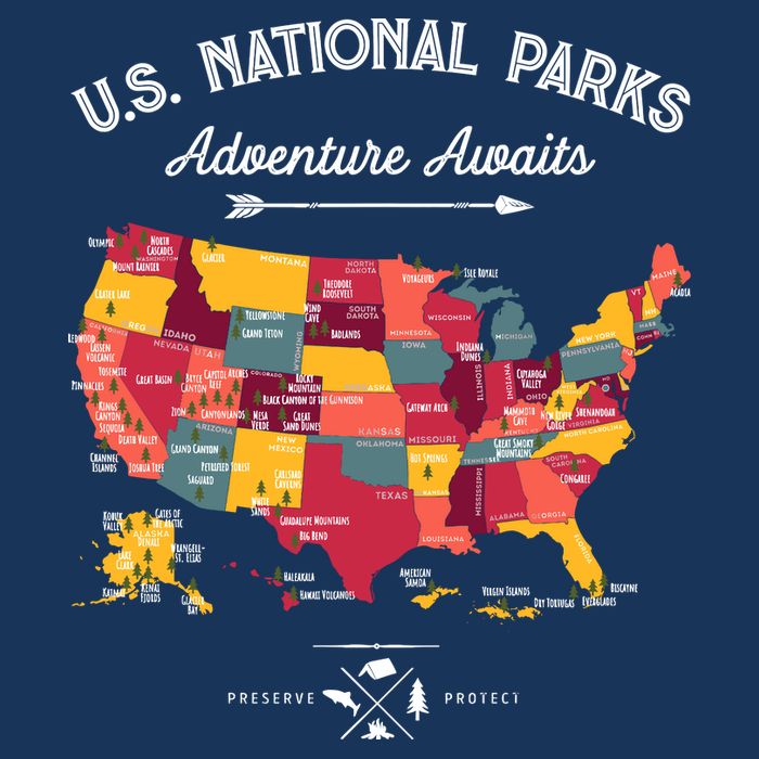 63 National Parks Map Us Park Retro Vintage Camping Hiking Baby Bodysuit