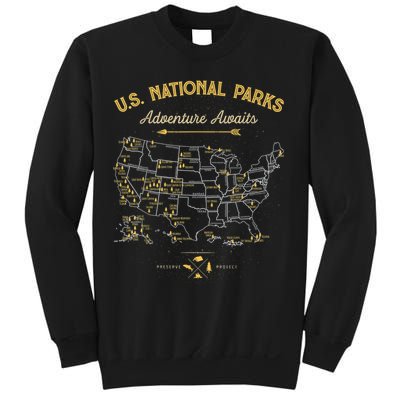 62 National Parks Map Gifts US Park Vintage Camping Hiking Sweatshirt