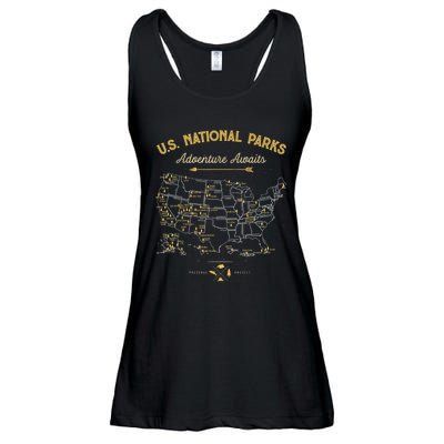 62 National Parks Map Gifts US Park Vintage Camping Hiking Ladies Essential Flowy Tank