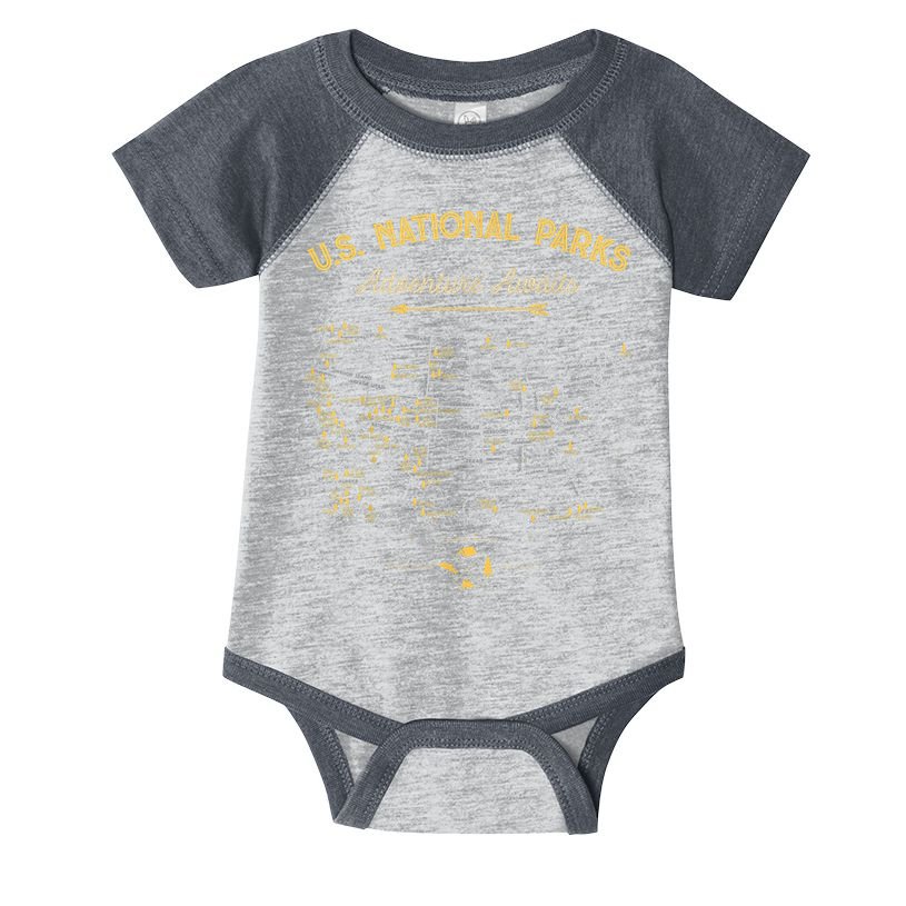 62 National Parks Map Gifts US Park Vintage Camping Hiking Infant Baby Jersey Bodysuit
