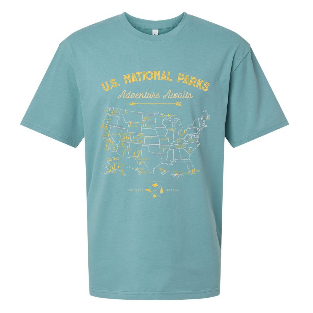62 National Parks Map Gifts US Park Vintage Camping Hiking Sueded Cloud Jersey T-Shirt