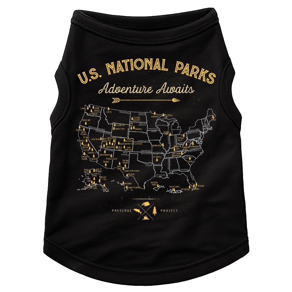 63 National Parks Map US Park Retro Vintage Camping Hiking  Doggie Tank