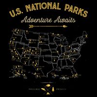63 National Parks Map US Park Retro Vintage Camping Hiking  Doggie Tank