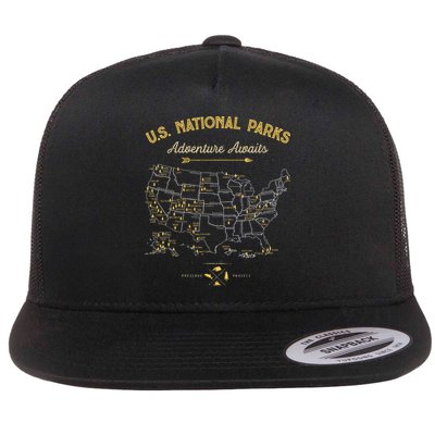63 National Parks Map US Park Retro Vintage Camping Hiking  Flatbill Hat