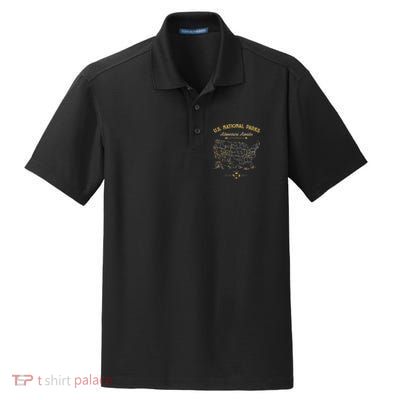 63 National Parks Map US Park Retro Vintage Camping Hiking  Dry Zone Grid Polo