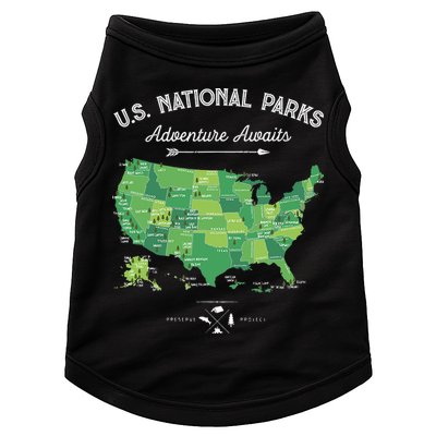 63 National Parks Map US Park Retro Vintage Camping Hiking Doggie Tank