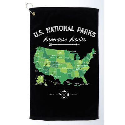 63 National Parks Map US Park Retro Vintage Camping Hiking Golf Towel