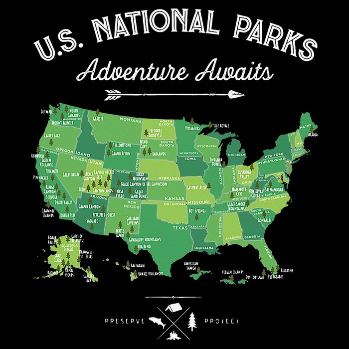 63 National Parks Map US Park Retro Vintage Camping Hiking Womens T-Shirt
