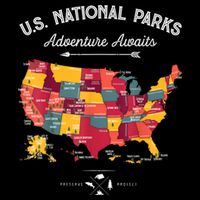 62 National Parks Map Gifts US Park Vintage Camping Hiking Gift Apron