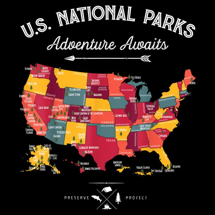62 National Parks Map Gifts US Park Vintage Camping Hiking Gift Apron