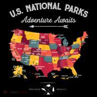 62 National Parks Map Gifts US Park Vintage Camping Hiking Gift Tall T-Shirt