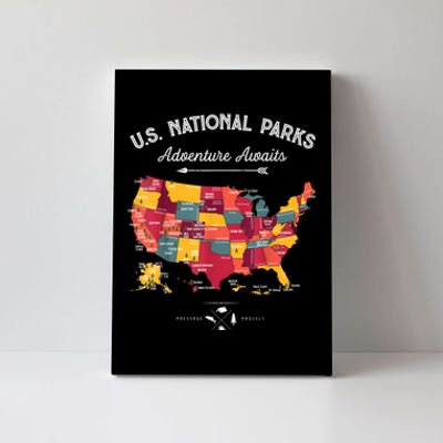 62 National Parks Map Gifts US Park Vintage Camping Hiking Gift Canvas