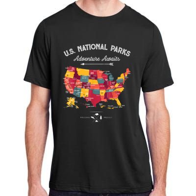 62 National Parks Map Gifts US Park Vintage Camping Hiking Gift Adult ChromaSoft Performance T-Shirt