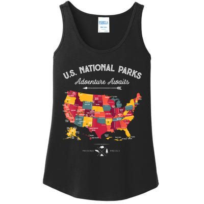 62 National Parks Map Gifts US Park Vintage Camping Hiking Gift Ladies Essential Tank