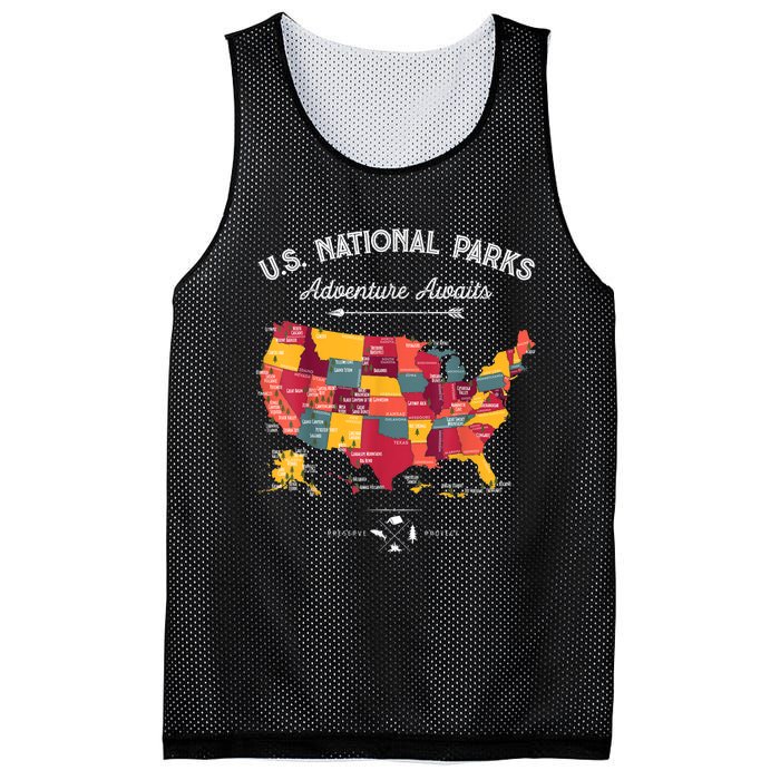 62 National Parks Map Gifts US Park Vintage Camping Hiking Gift Mesh Reversible Basketball Jersey Tank