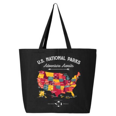 62 National Parks Map Gifts US Park Vintage Camping Hiking Gift 25L Jumbo Tote