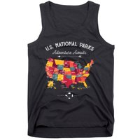 62 National Parks Map Gifts US Park Vintage Camping Hiking Gift Tank Top