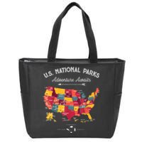 62 National Parks Map Gifts US Park Vintage Camping Hiking Gift Zip Tote Bag