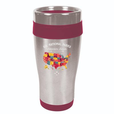 62 National Parks Map Gifts US Park Vintage Camping Hiking Gift 16oz Travel Tumbler