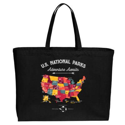 62 National Parks Map Gifts US Park Vintage Camping Hiking Gift Cotton Canvas Jumbo Tote