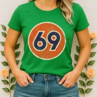 69 Oil Vintage Station Race Number Womens T-Shirt