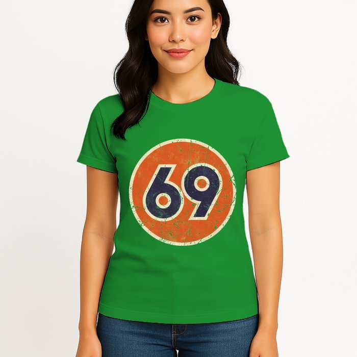 69 Oil Vintage Station Race Number Womens T-Shirt