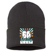 60th Party Crew Birthday Squad Funny 60 Year Old Birthday Sustainable Knit Beanie