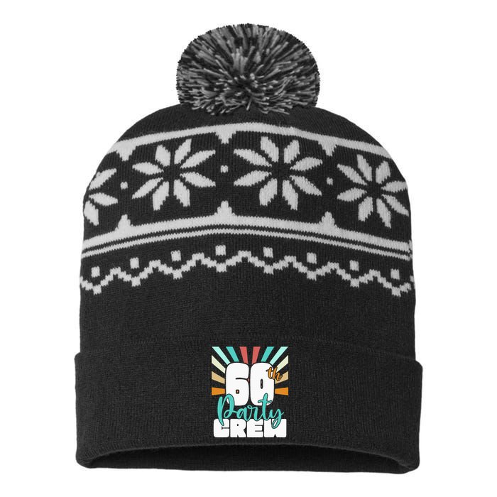 60th Party Crew Birthday Squad Funny 60 Year Old Birthday USA-Made Snowflake Beanie