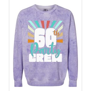 60th Party Crew Birthday Squad Funny 60 Year Old Birthday Colorblast Crewneck Sweatshirt