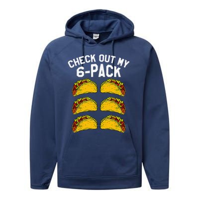 6 Pack Fitness Taco Funny Mexican Gym Top For Taco Lovers Performance Fleece Hoodie