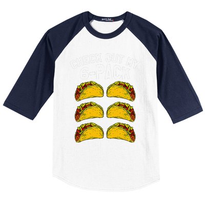 6 Pack Fitness Taco Funny Mexican Gym Top For Taco Lovers Baseball Sleeve Shirt