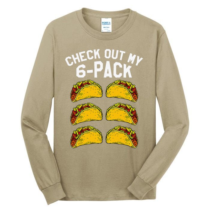 6 Pack Fitness Taco Funny Mexican Gym Top For Taco Lovers Tall Long Sleeve T-Shirt