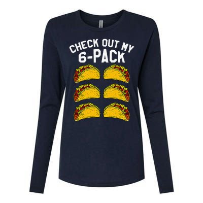 6 Pack Fitness Taco Funny Mexican Gym Top For Taco Lovers Womens Cotton Relaxed Long Sleeve T-Shirt