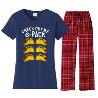 6 Pack Fitness Taco Funny Mexican Gym Top For Taco Lovers Women's Flannel Pajama Set