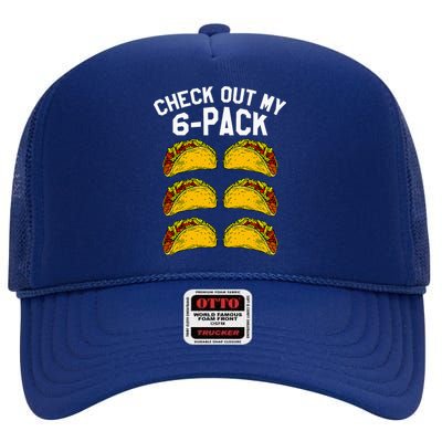 6 Pack Fitness Taco Funny Mexican Gym Top for Taco Lovers High Crown Mesh Back Trucker Hat