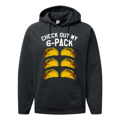 6 Pack Fitness Taco Funny Mexican Gym Top for Taco Lovers Performance Fleece Hoodie