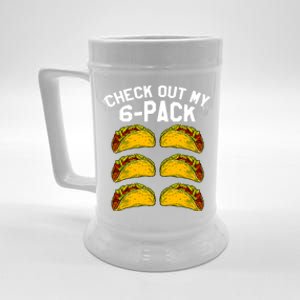 6 Pack Fitness Taco Funny Mexican Gym Top For Taco Lovers Beer Stein