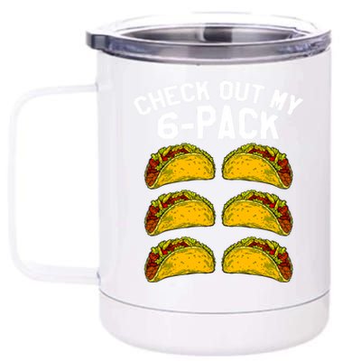 6 Pack Fitness Taco Funny Mexican Gym Top For Taco Lovers 12 oz Stainless Steel Tumbler Cup