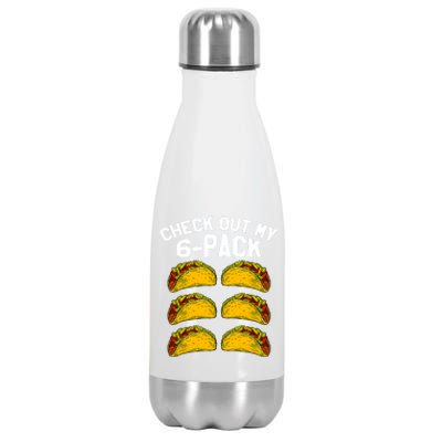 6 Pack Fitness Taco Funny Mexican Gym Top For Taco Lovers Stainless Steel Insulated Water Bottle