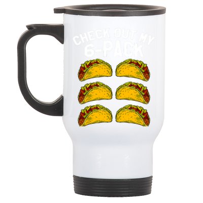 6 Pack Fitness Taco Funny Mexican Gym Top For Taco Lovers Stainless Steel Travel Mug