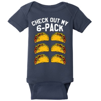6 Pack Fitness Taco Funny Mexican Gym Top For Taco Lovers Baby Bodysuit