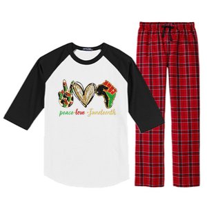 6mx Peace Love Juneteenth Of June 19 1865 African American Cute Gift Raglan Sleeve Pajama Set